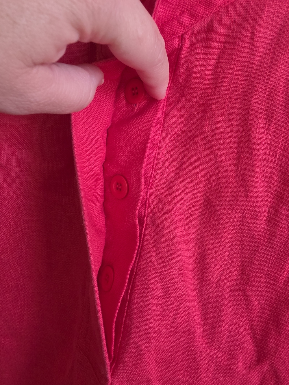 Xirena Size M Red 100% Linen Popover Blouse Long Sleeve Relaxed Top - Picture 5 of 9